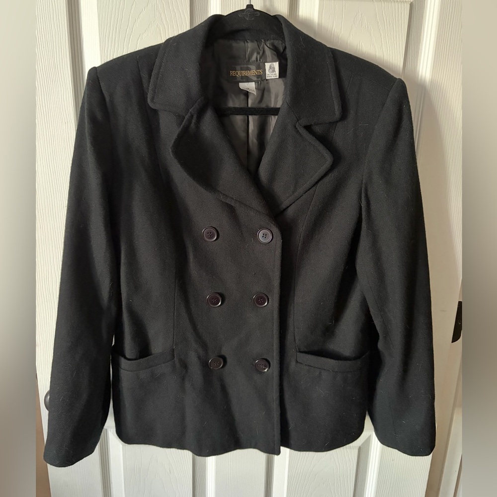 Vintage Requirements Black Double Breasted Peacoat Women’s Size 12